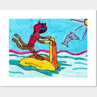 Jetski Cat Posters and Art